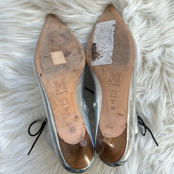 Missoni Leather Metalic Silver Lace-Up Booties 38 - Picture 8 of 14